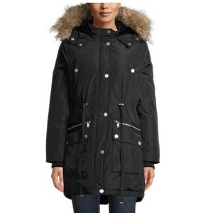 H&M divided winter coat with removable fur hood